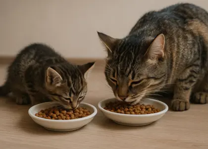 تفاوت غذای بچه گربه با گربه بالغ | راهنمای انتخاب غذای مناسب هر سن
