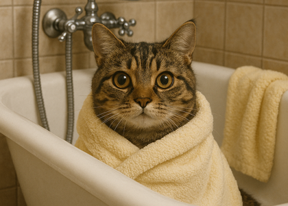 راهنمای کامل حمام گربه: از آماده ‌سازی تا خشک‌ کردن