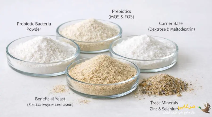 ترکیبات مکمل پروبیوتیک اسب با هدف حفظ تعادل فلور روده و بهبود عملکرد دستگاه گوارش این حیوان انتخاب می شوند. به دلیل حساسیت بالای گوارش اسب، در این مکمل ها از باکتری های مفید، مخمرها و پری بیوتیک های سازگار استفاده می شود که نقش مهمی در هضم بهتر خوراک و افزایش جذب مواد مغذی دارند. جدول زیر مهم ترین ترکیبات رایج در مکمل های پروبیوتیک اسب را نشان می دهد.