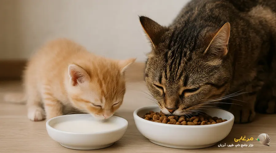 فرق غذای بچه گربه با غذای گربه بالغ
