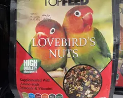 غذای طوطی برزیلی تاپ فید مدل lovebirds nuts وزن 750 گرم