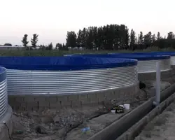 استخر پیش ساخته با ورق داخلی ژئوممبران و ورق خارجی فلزی (قطر 7 متر)