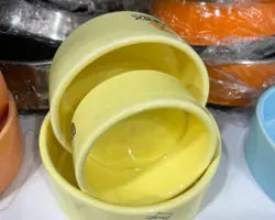 ست سه تایی ظرف آب و غذا سرامیکی مخصوص گربه