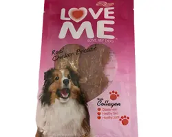 اسنک تشویقی لاومی با طعم مرغ مخصوص سگ Love me chicken jerky flavour وزن ۶۰ گرم