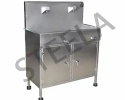  دستشویی استیل دوچشمه پدالی