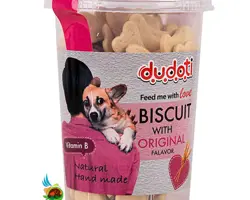 تشویقی بیسکویتی سگ دودوتی با طعم گندم Dudoti biscuit with orginal flavor وزن ۱۵۰ گرم